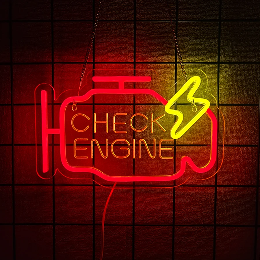 

Check Engine Led Neon Sign, 3D Carved Icon, Usb Powered, Used For Art Decor Of Garage, Parts Store, Garage And Man Cave.