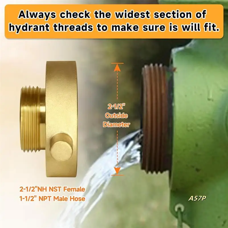 

2-1/2In NST/NH Female X 1-1/2In NPT Male Fire Hydrant Adapter,Fire Hydrant Hose Adapter Brass Fire Equipment For Hydrant