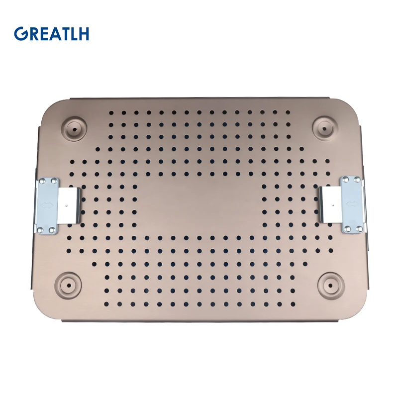 Sterilization Tray Case with Silicone Pad Aluminium Alloy Disinfection Box Double Layer Case