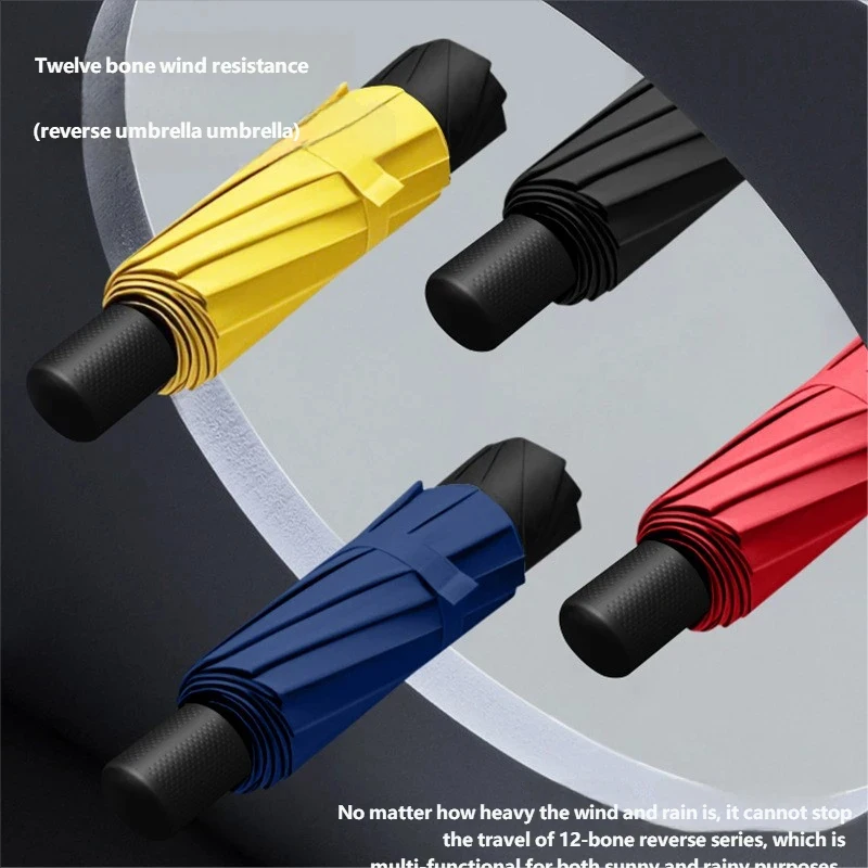 

12 Ribs Large Folding Umbrella, Thickened Reinforced Windproof Waterproof, Dual-Purpose Sun & Rain Umbrella for Men