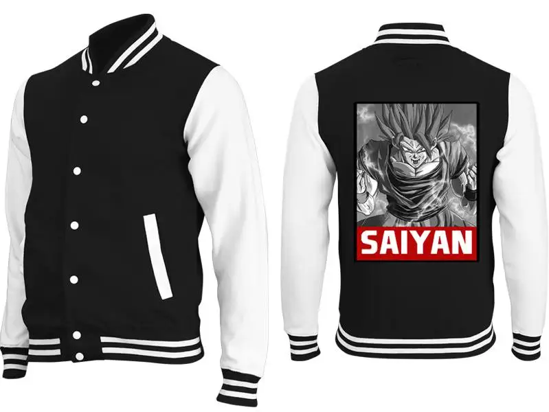 لعبة دراغون بول 2025 جديد Wukong البرق هالة كوميك طباعة قطعة واحدة البيسبول سترة الرجال موضة عادية خريف/شتاء #3