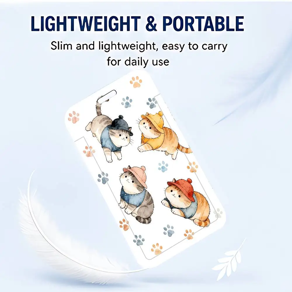 Colorful Cartoon Cat Pattern ID Badge Holder With Lanyard Neck Strap For Office School Name Card Credentials Case