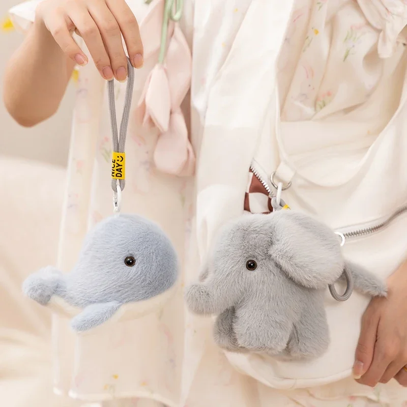 พวงกุญแจตุ๊กตาผ้ากำมะหยี่รูปวาฬ เพนกวิน ช้าง น่ารัก สำหรับตกแต่งกระเป๋าเป้ กระเป๋าถือ รถยนต์ ของขวัญ