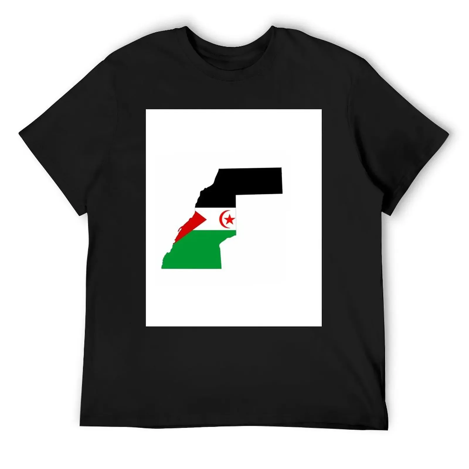 western sahara flag map T-Shirt rapper graphic tees anime tshirt mens workout shirts