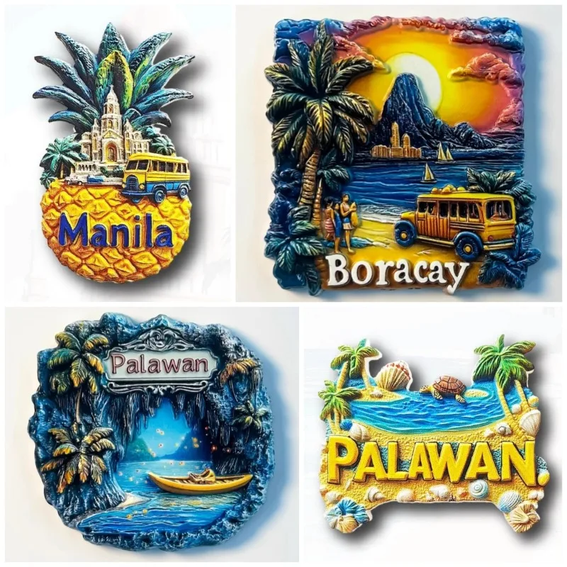 Imanes de nevera de Filipinas Boracay Vigan Calle Crisologo, recuerdos de Manila, colinas de Chocolate, Palawan, pegatinas para nevera, regalos de cumpleaños
