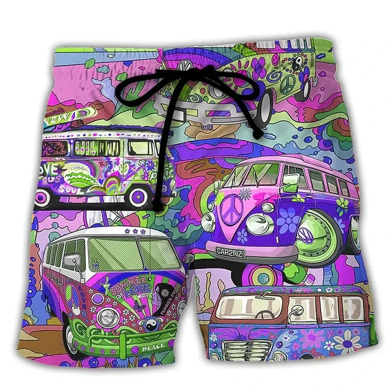 Colorful Graffiti 3d Printed Surfing Board Shorts Cool Summer Street Hip Hop Swim Trunks For Men Kids Vacation Beach Shorts