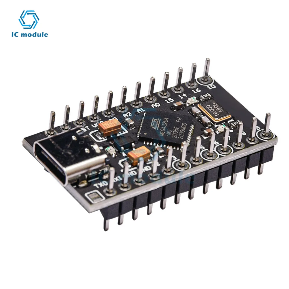 5V Pro Micro Type-C USB ATmega32U4 16MHz chip development board module For Arduino With 2 Row Pin Header