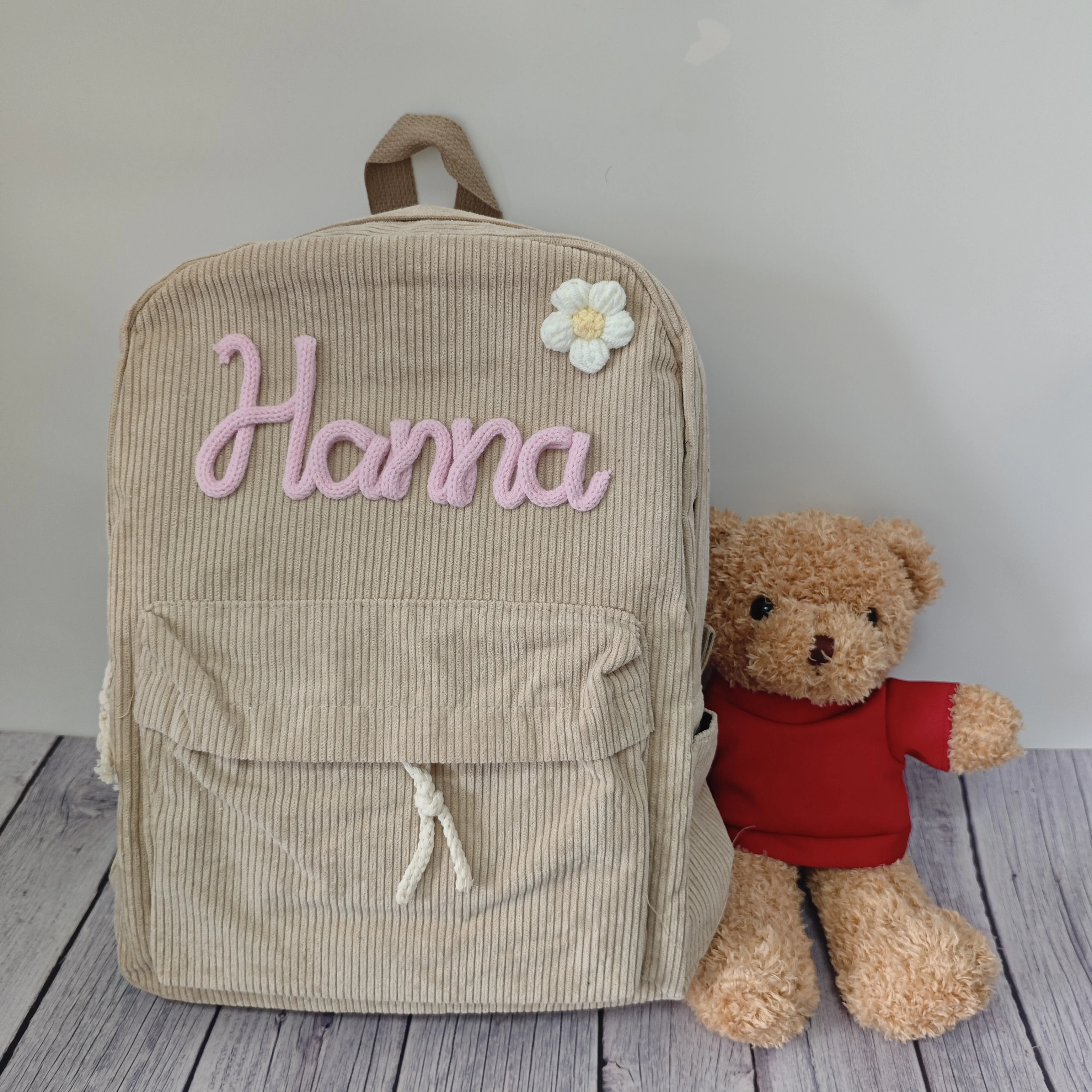 Custom Cute Backpacks Christmas Gifts Hand-Embroidered Unique Names Travel Rucksack Rainbow Heart Flowers Decorations For Kids