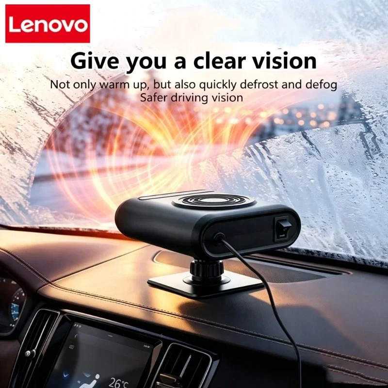 Lenovo Portable Car Dashboard Heater/Fan 12V Black Heating and Cooling Functions Fast Defrosting and Demisting Quiet Operation