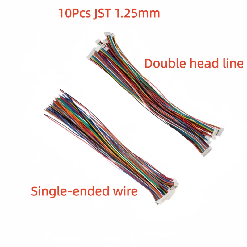 10Pcs JST 1.25mm Single/Double Head Wire Cable Connector Micro Pitch 1.25mm 2/3/4/5/6/7/8/10/12 Pin Plug Electronic Wire 28AWG
