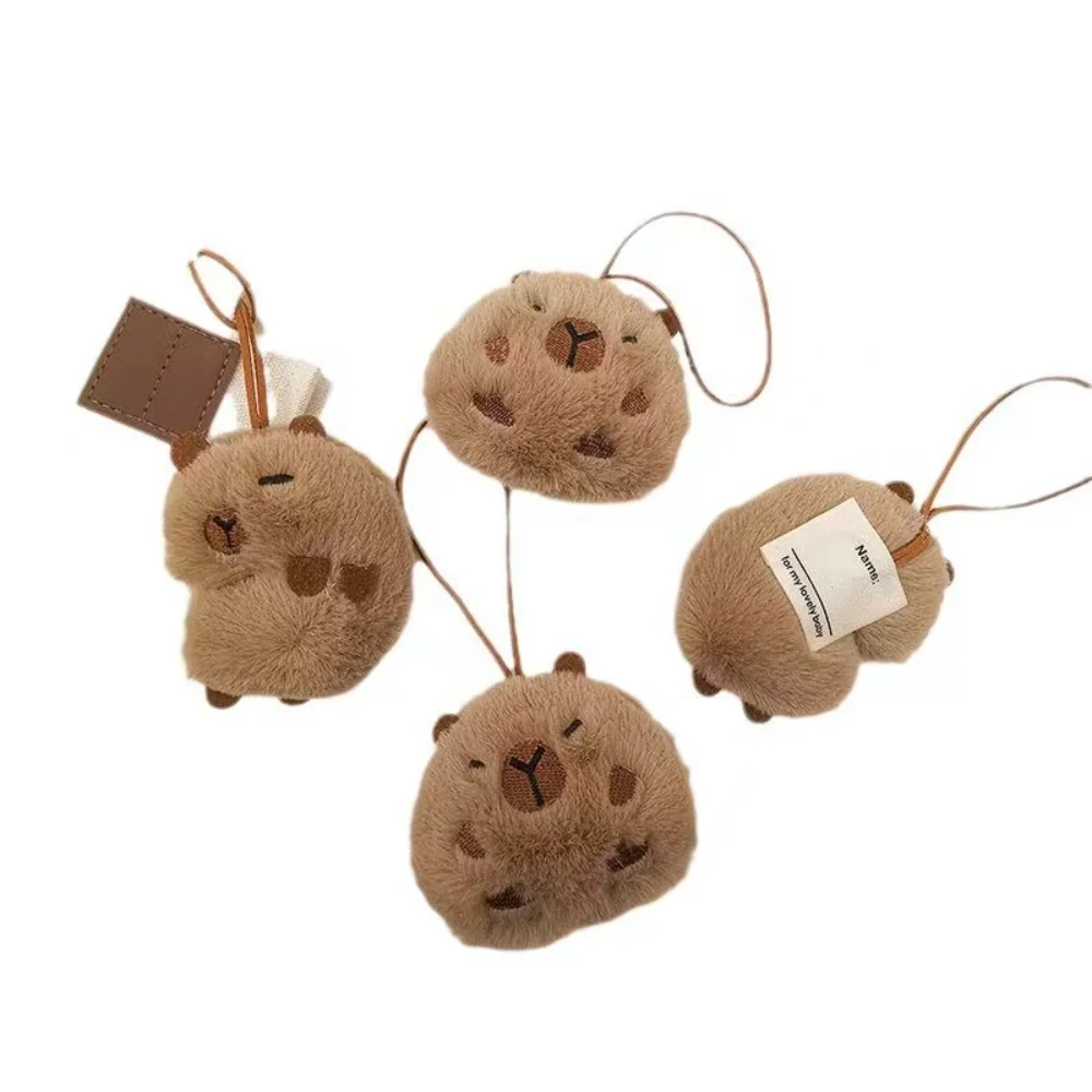 Kawaii Plush Capybara Keychain Anti-lost Mark Name Tag Key Holder For Kid Kindergarten Backpack Cute Pendant Decor Gift 2024