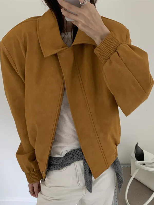 アメリカン スレ レトロ ジッパー オート レザー ジャケット レディース 香港 スレ シック コットン入り ジャケット バイクウェア トレンド