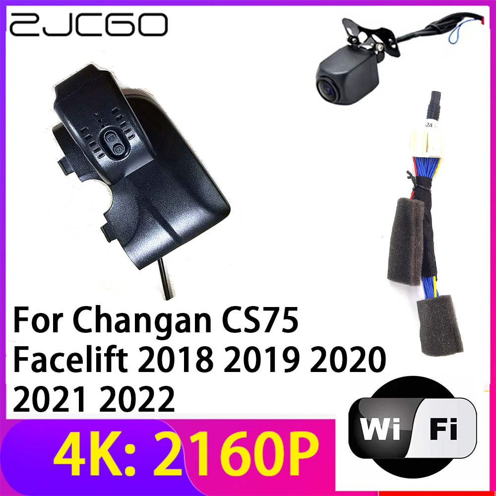 

ZJCGO 4K 2160P Dash Cam Car DVR Camera 2 Lens Recorder Wifi Night Vision for Changan CS75 Facelift 2018 2019 2020 2021 2022