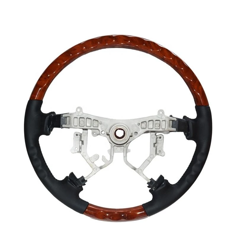 For Toyota Land Cruiser FJ100 03-07 Prado FJ120 03-09 Corolla 03-07 Camry 04-06 Alphard 20-08 Leather Wooden Steering Wheel