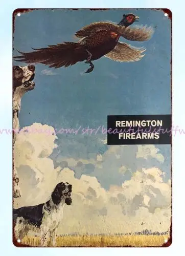 1979 REMINGTON pheasant dog Sporting Firearms Hunting Ammo Gun metal tin sign