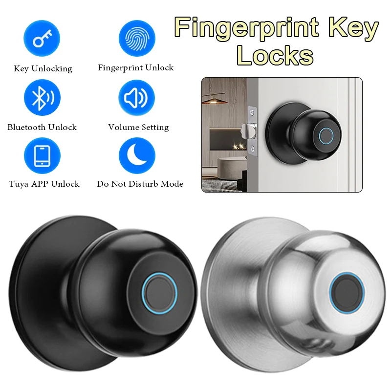 Smart Door Locks Fingerprint & App Unlock USB Charge Bluetooth Electronic Door Lock Tuya APP Remote Control Security Door Entry