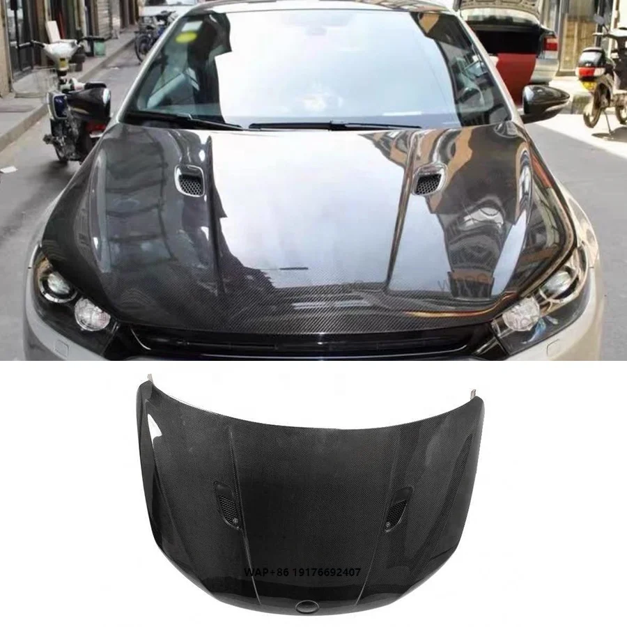 

High Quality New Carbon Fiber Front Hood forVW forVolkswagen Scirocco 2010-2016 Bodykit Front Bumper Engine Hood Bonnet Cover