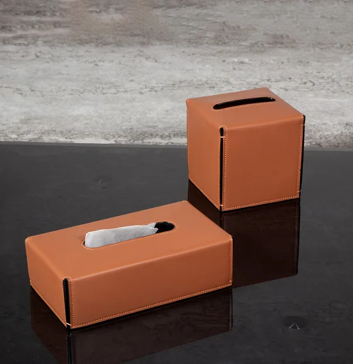 

Modern Napkin Holder PU Leather Tissue Organizer Cover Luxury Tissue Box New Arrival Original Leather Creative Paper Towel Box