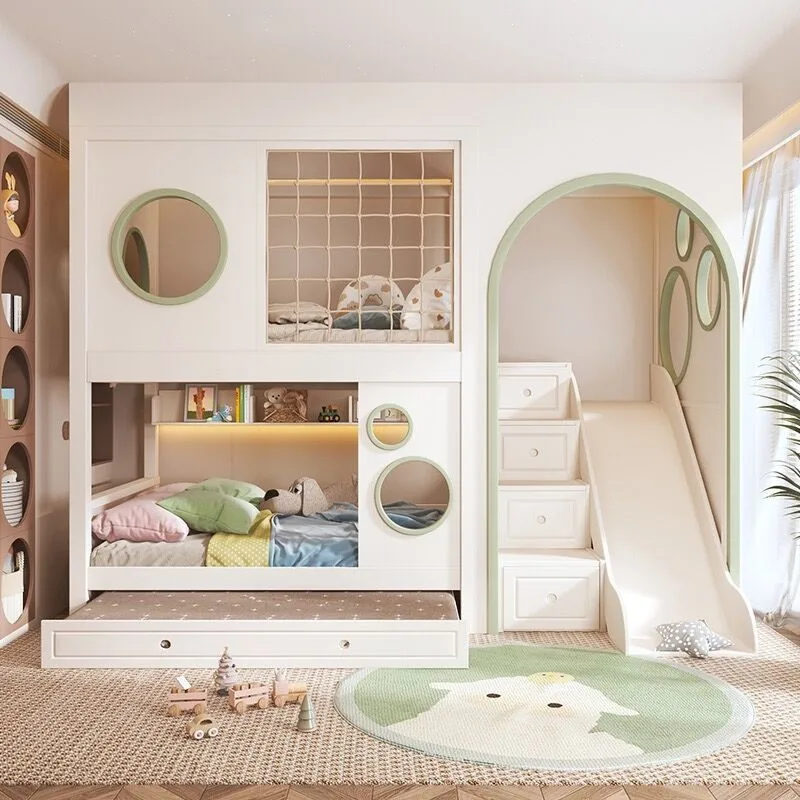 Fashion All solid wood children's All solid wood two-layer Upper and lower beds Double-layer high and low