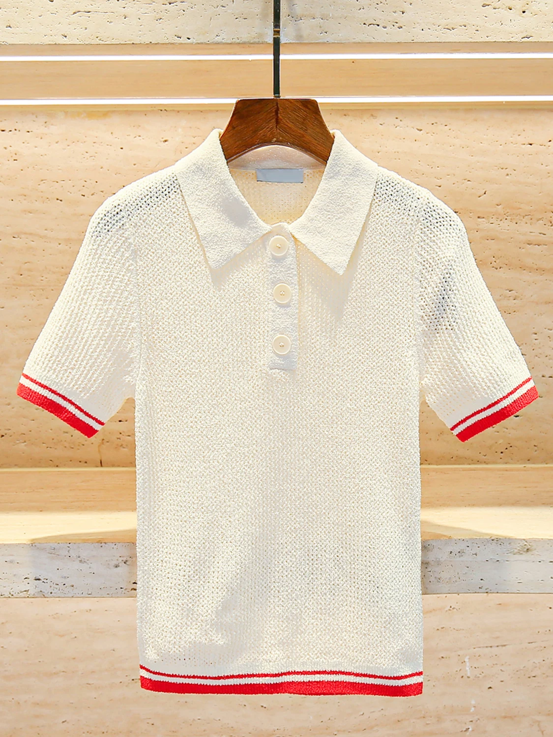 

S Home Nan You High End Women's Summer College Sle Striped Ne Knitted Top Faionable Commute Loose Fit Polyester