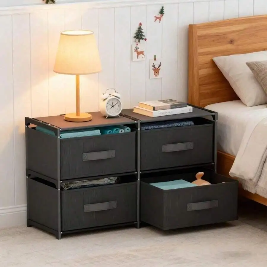 4/6/8-Drawer Fabric Storage Unit (Max Height: 34.65 Inches) – Compact Storage Cabinet With Spacious Display Top, Sturdy Metal Fr