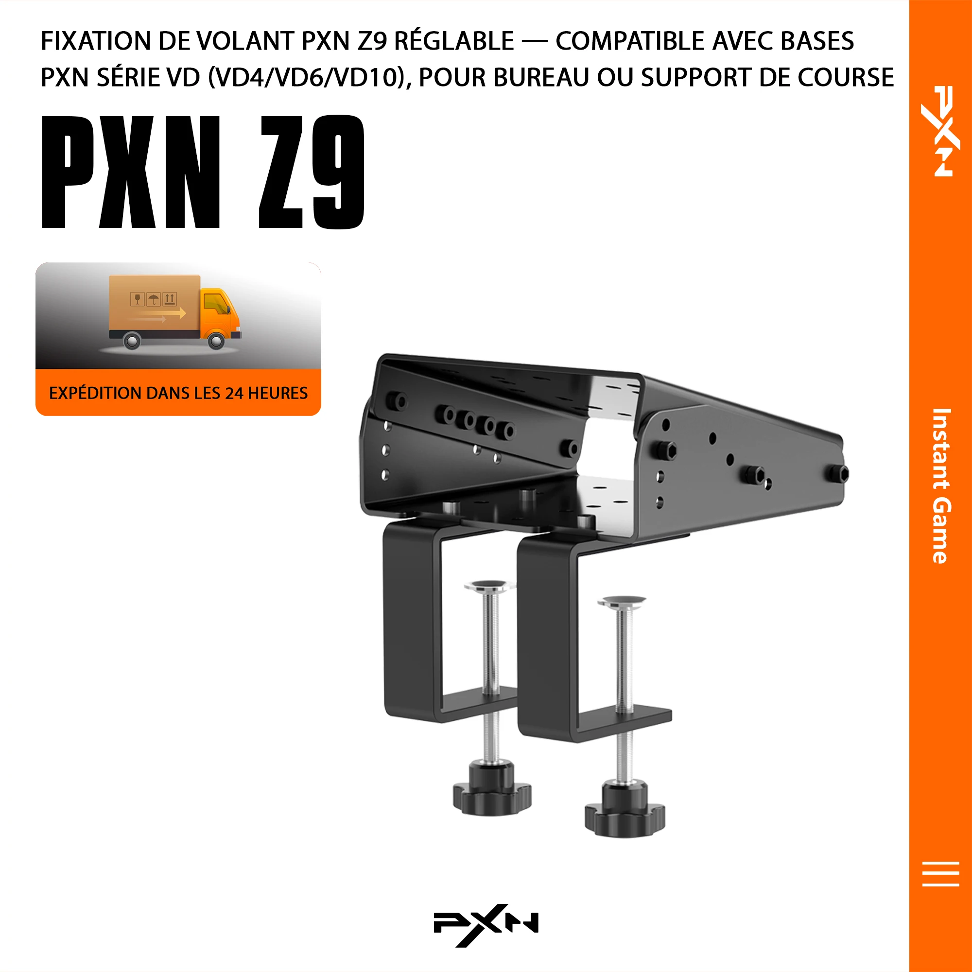 Support de table PXN Z9 pour volant de course, fixation double réglable, compatible avec VD4 VD6 VD10 G29 G923 DD PRO CSL DD