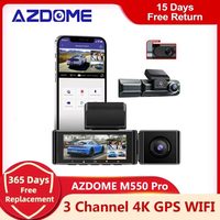 AZDOME M550 Pro 3 Cameras Dash Cam 4K+1080P Front and Rear and Inner Car DVR Built-in GPS WiFi IR Night Vision Car Dash Camera