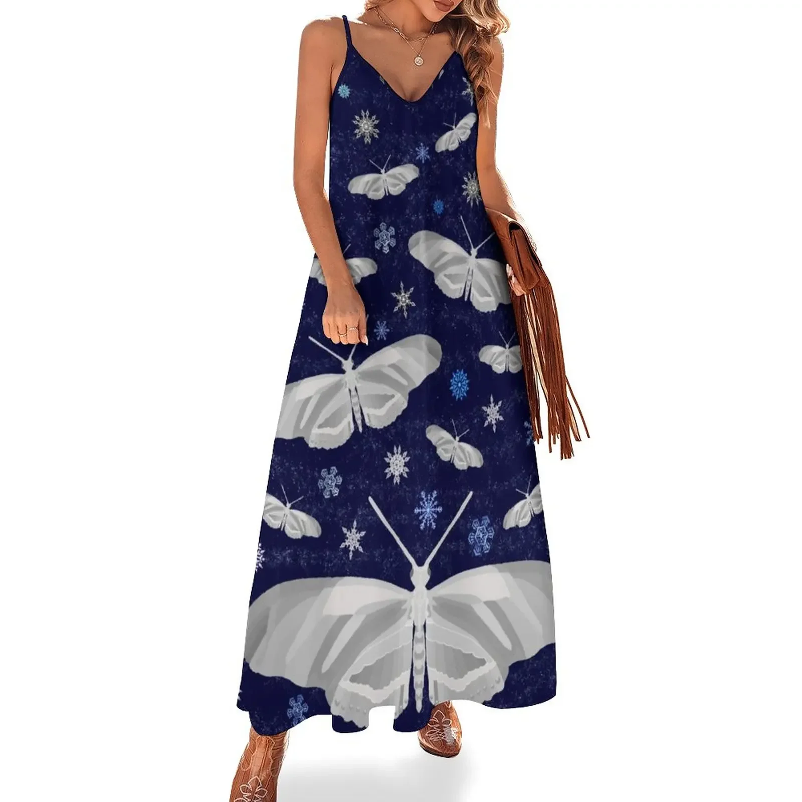

Winter Butterfly Sleeveless Dress elegant women's sets women long dresses Long dress party dresses women