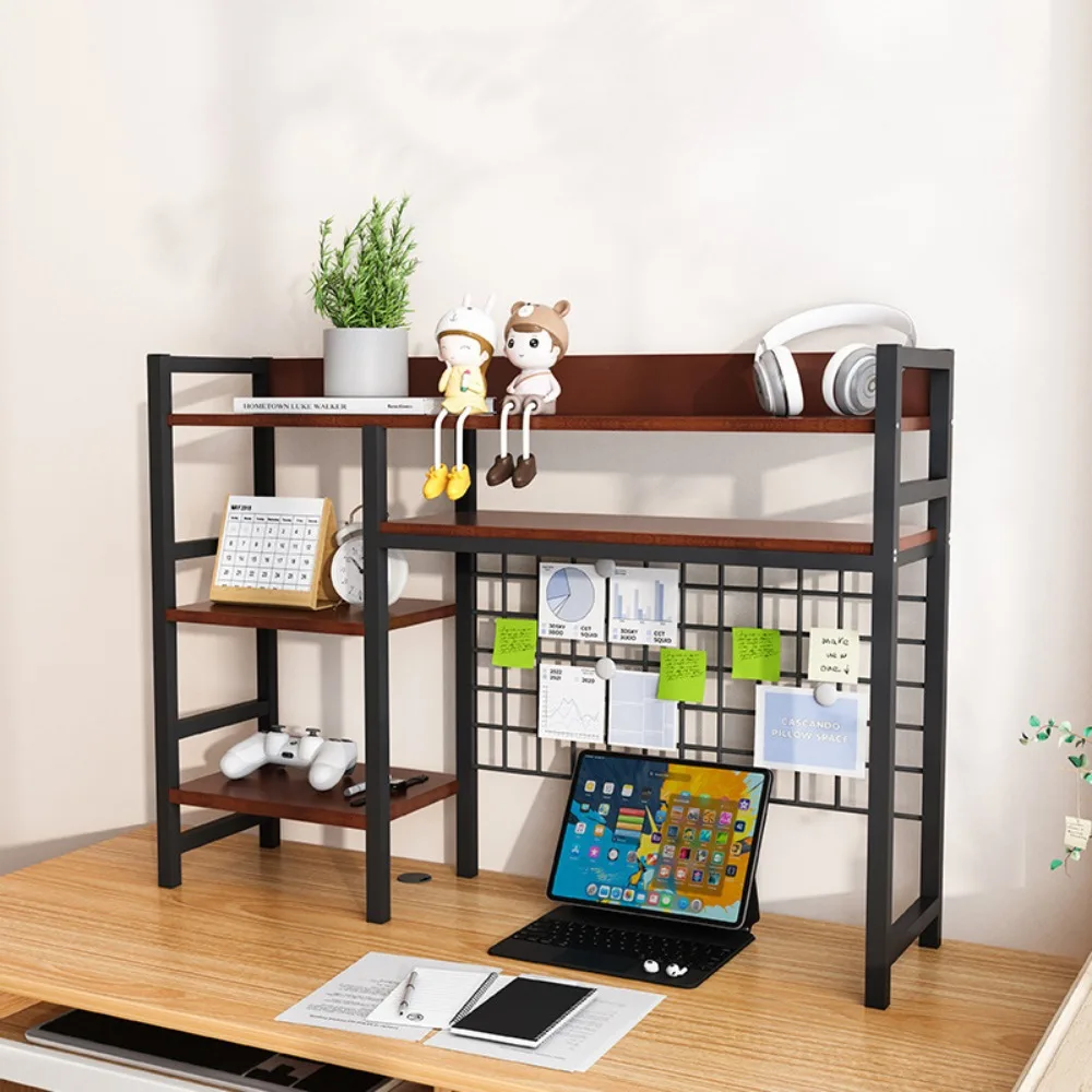 

Desktop Bookshelf Multi-layer Iron Book Shelves Household Desk Storage Rack with Grid Household Storage Organizer for Student
