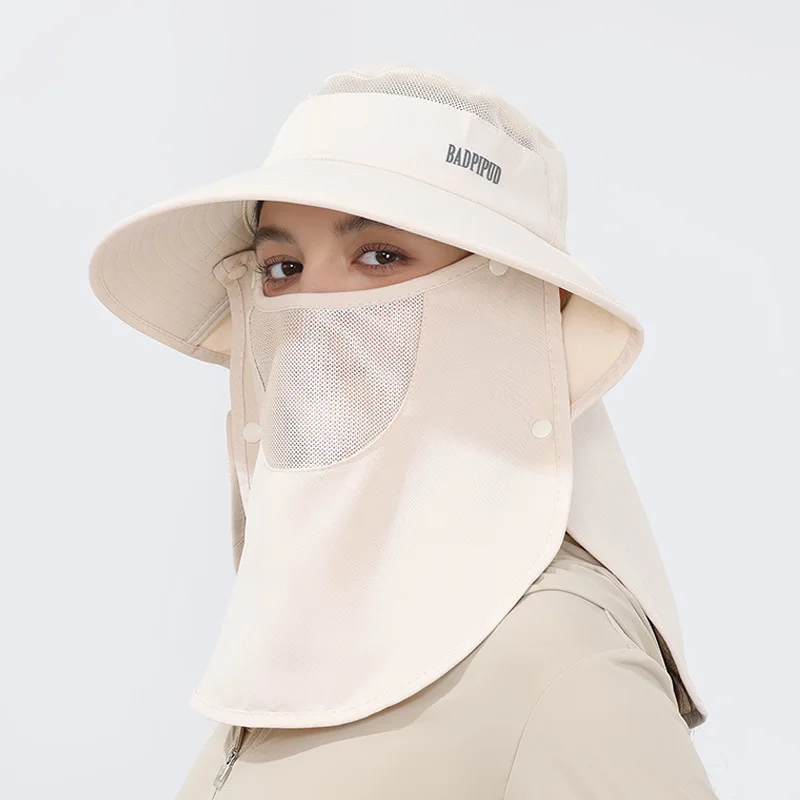 Unisex All-Round UV Protection Tea Picking Hat Integrated Breathable Mask & Neck Guard Full Coverage Sun Hat For Summer Outdoor