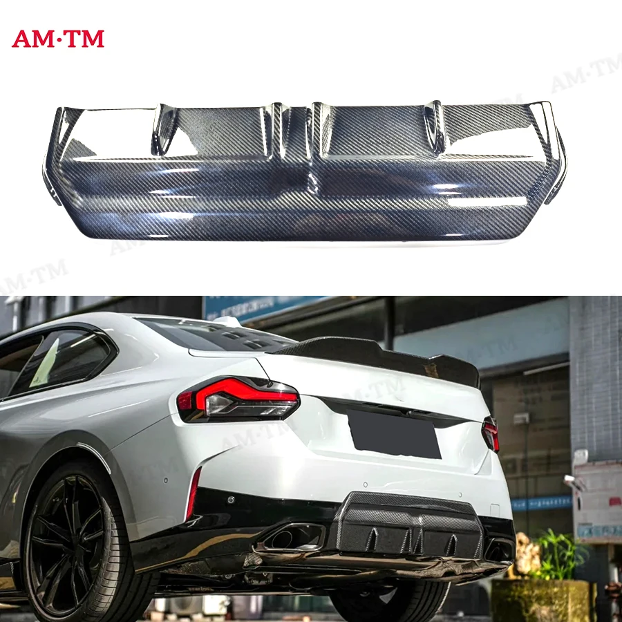 For BMW 2 Series G42 M240 2021+ Rear Lip Diffuser Dry Carbon Fiber Bumper Lips Diffusers Shark Fin Type Car Styling body kit