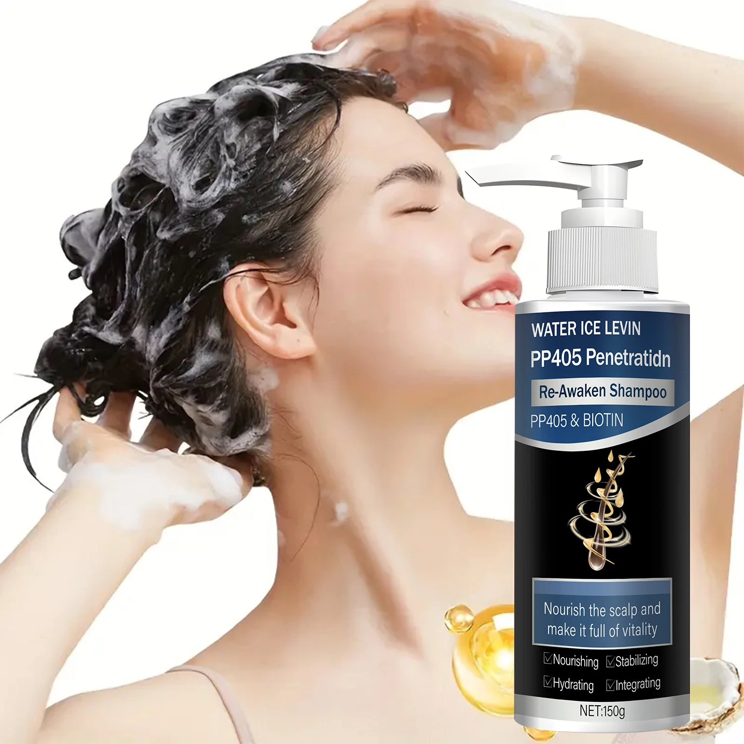 

Biotin Shampoo. PP405 Penetration Formula. Moisturizes Adds Luster Locking. Nourishes Scalp Vitality. Advanced Fragrance.