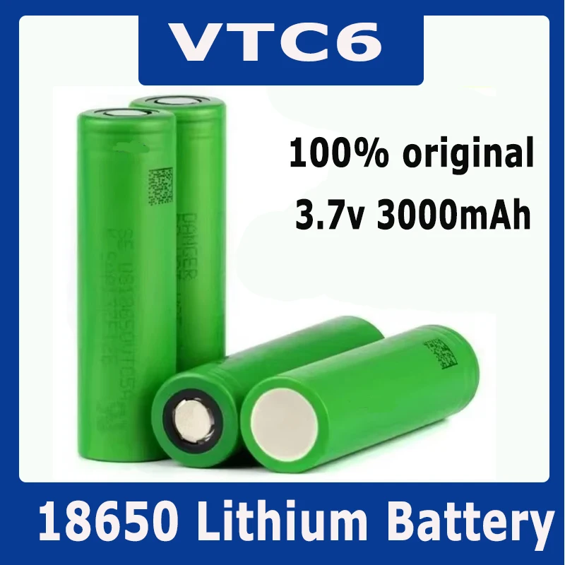 18650 Battery Free Shipping 2024 New Bestselling VTC6 Li-ion 3.7V 3000mAh  Rechargeable Battery For electric hand drill