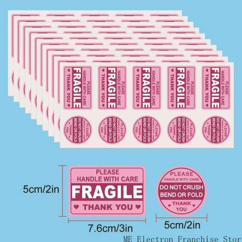 T5EA 10 แผ่นมือจับสติกเกอร์ที่บอบบางพร้อมสติกเกอร์แคร์ฉลากคำเตือนที่เปราะบางสำหรับการเคลื่อนย้ายและการจัดส่ง