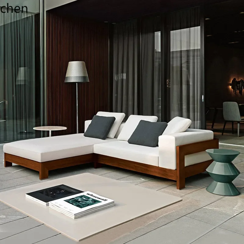 W5.19 Solid Wood Sofa Set Modern Simple Outdoor Living Room Courtyard Villa Furniture