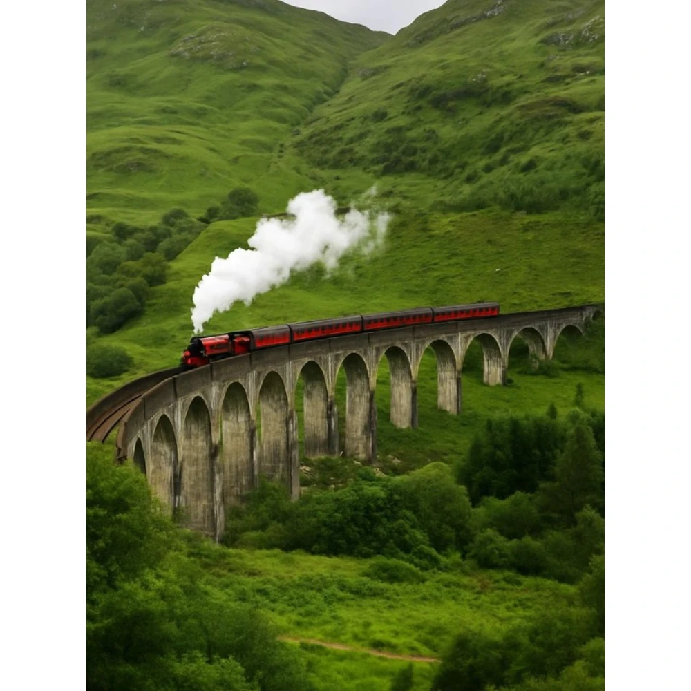 

500/1000/1200/2000 PCS Jigsaw Puzzles Steam Trains in the Forest Family Activity Relaxing Games for Living Room Home Decor Gift