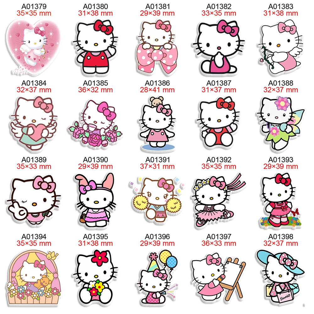 Hello Kitty Cartoon Keychain, Sanrio, Planar, Resina para Artesanato, Hairbow, DIY, Handmade Acessórios, 30pcs