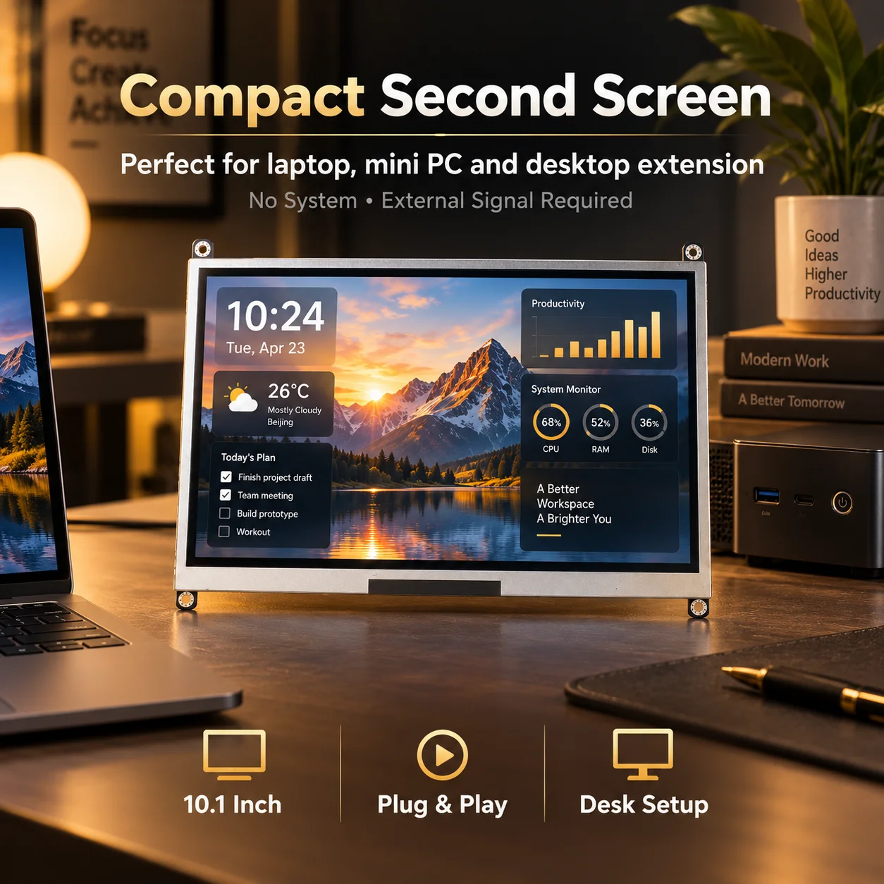 LESOWN Módulo LCD 10.1 inch HDTV Interface Driver-Free No Driver for Raspberry Pi 3 DIY Screen Build