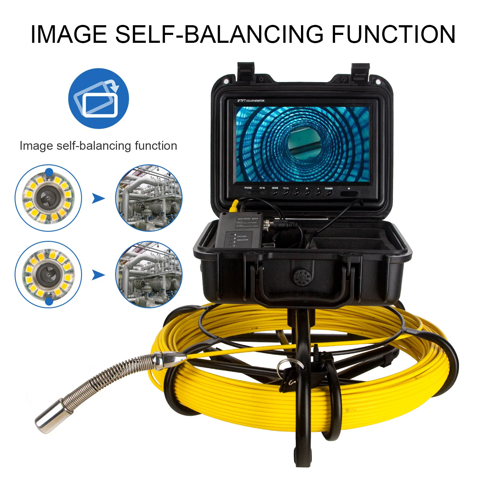 

Factory Pipe Inspection Camera 512HZ Transmitter Function Pipe Camera DVR Video Recording 20M Cable Length 9Inch HD Display