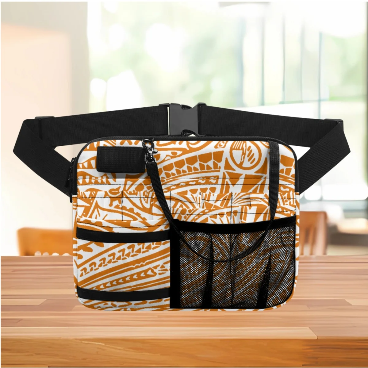 Polynesian Tribal Totem Designer Casual Ladies Waist Bag Multi Pocket Hospital Work Portable Medical Tool Bags Nurse Fanny Pack