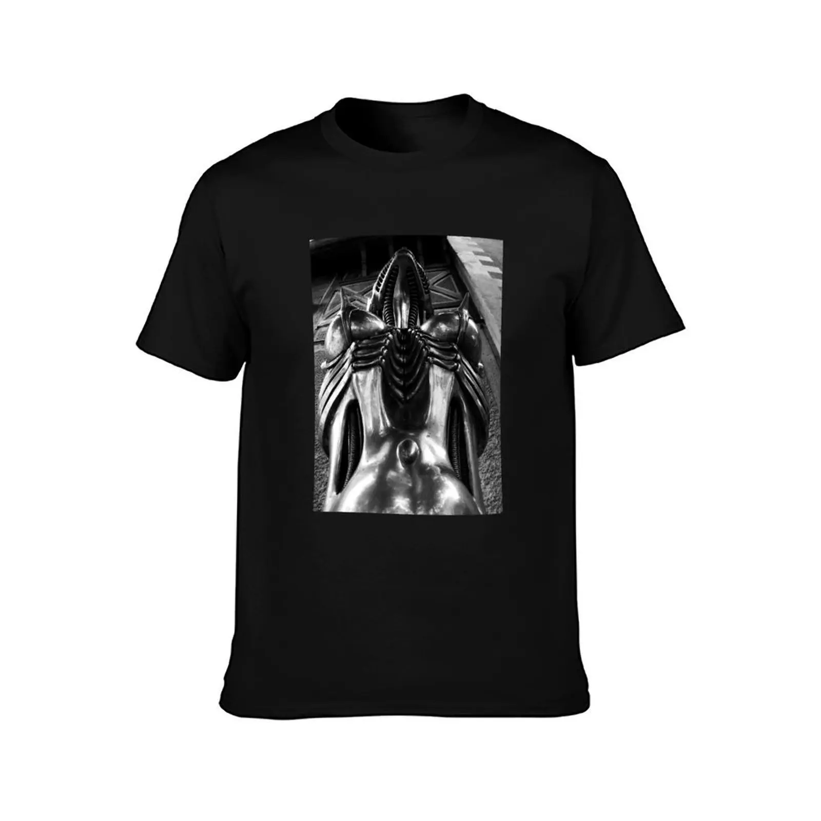H R Giger Museum. Entrance Statue. Gruyeres, Switzerland T-Shirt, Summer Casual Cotton Tee, Oversized Streetwear Tops
