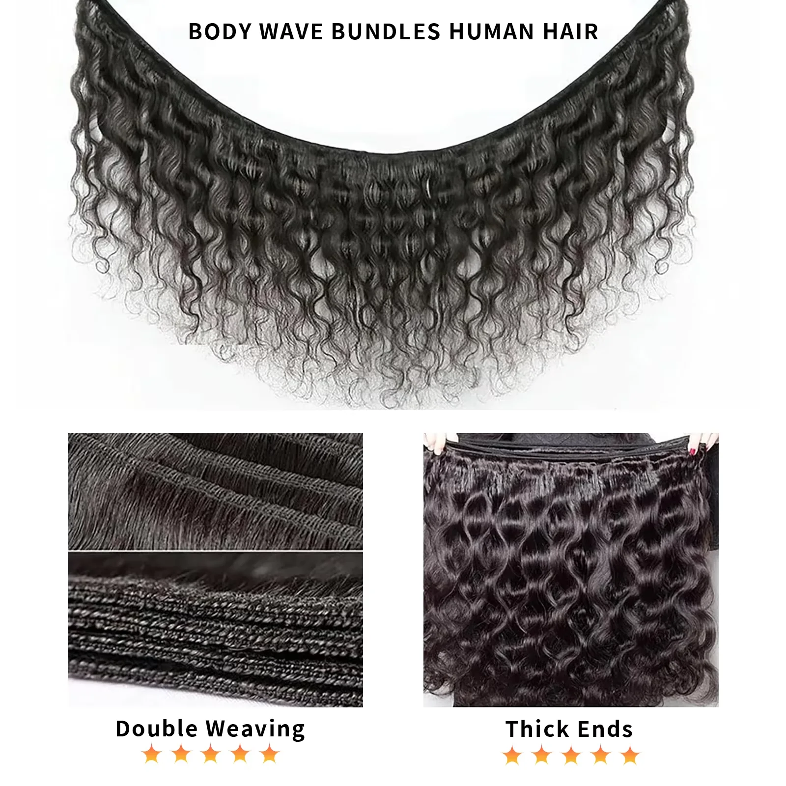 30 inch Body Wave-bundels Echt haar 16A Onbewerkt 100% human hair extensions Golvend 3/4 bundels Dubbele inslag Bulkvlechthaar