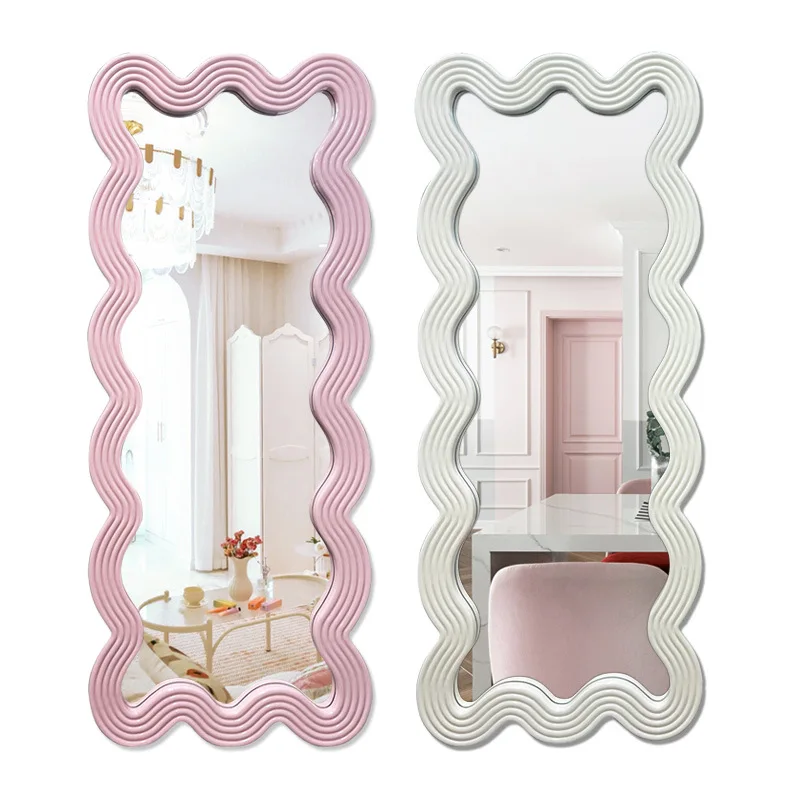 

Stylish shatterproof, modern unique waves, floor wall-mounted mirror, full-length dresser mirror for home decoration