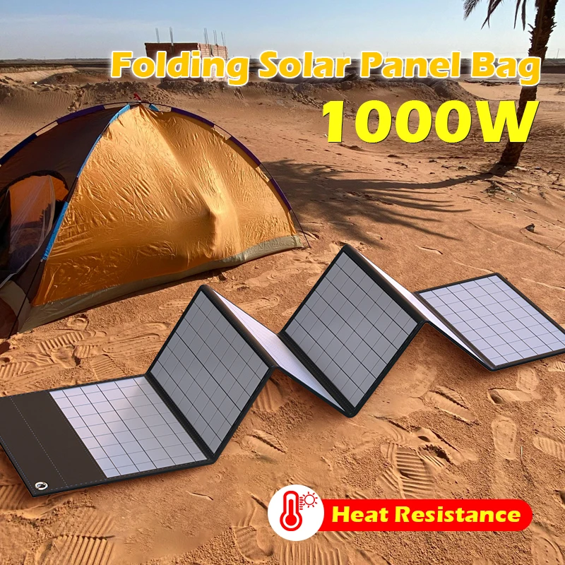 600W 1000W Solar Panel Portable Folding Bag USB+DC Output Charger Outdoor Power Supply for Home Mobile Phone Power Generator