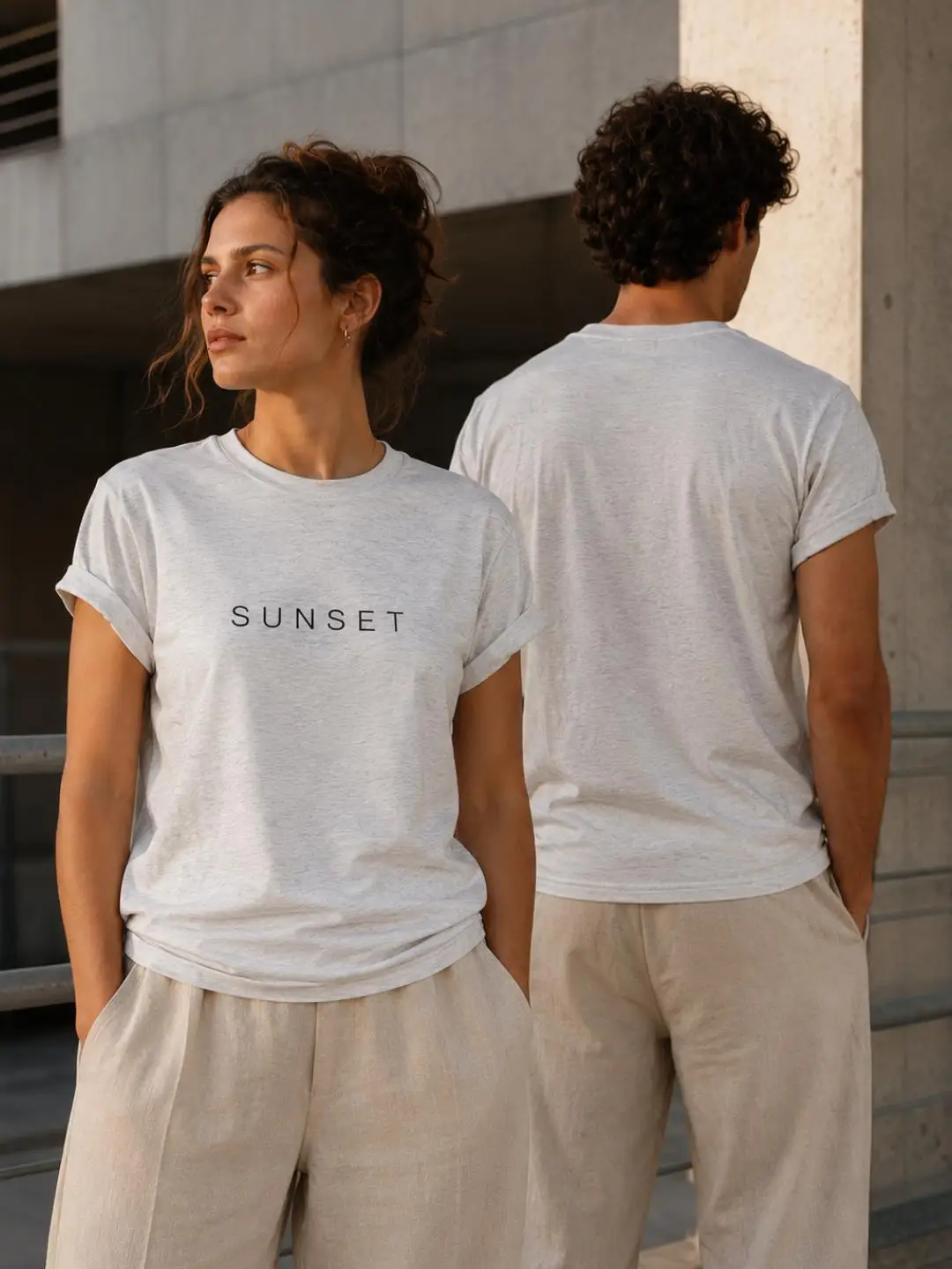 Relaxed and Fashionable Loose and Comfortable Top, SUNSET - Offline Mode Basic Pattern T-shirt, Suitable for Both Men and Women
