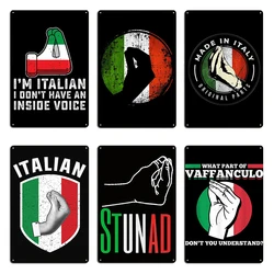 Italian Hand Gesture Sing Language Funny Italy Flag Vintage Metal Plaque Poster Cinema Bar Italian Hand Gesture Tin Sign