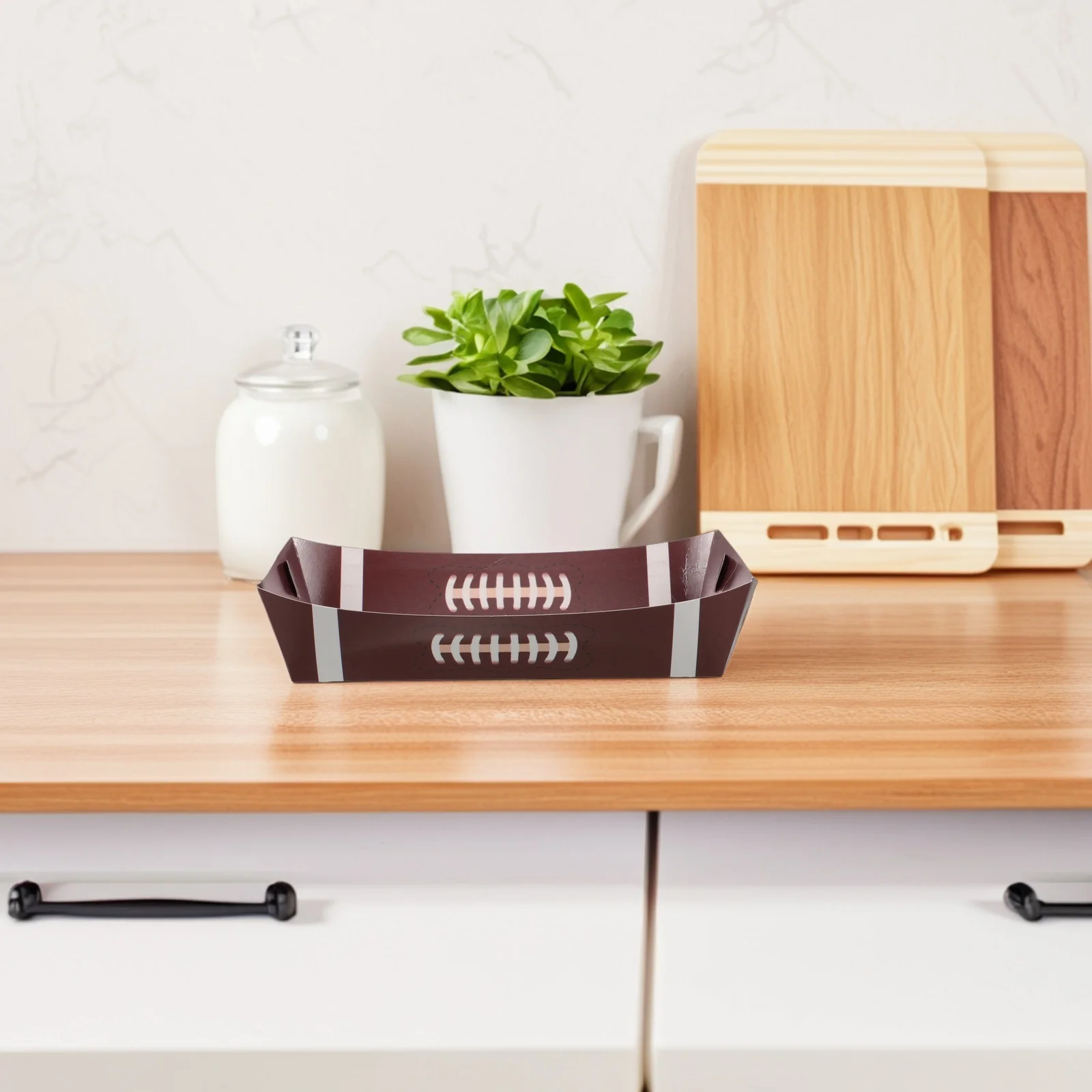 

10Pcs Football Party Snack Plates Foldable Serving Trays Football Birthday Decorations Food Supplies Dessert Tableware