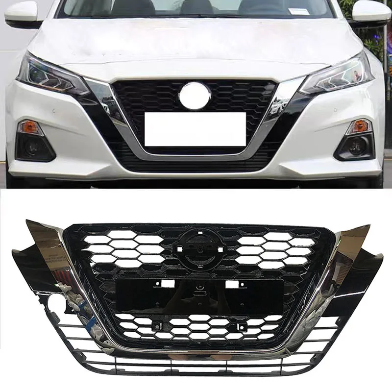 

For 2019 2020 2021 Nissan Altima Chrome mesh Racing grills Grill Front Bumper Grille Upper Grill Assembly Car Accessories