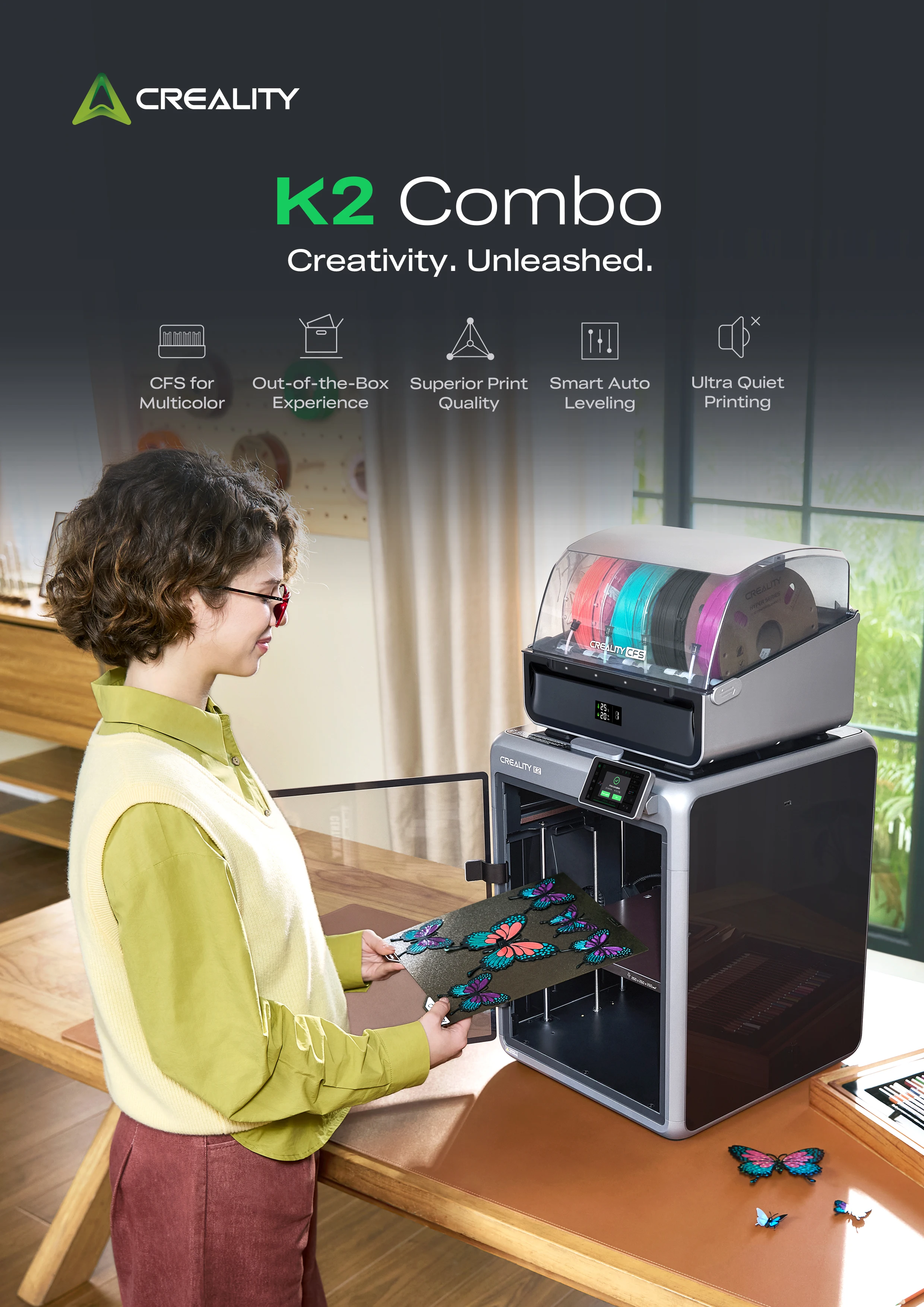 K2 Plus Combo & Creality K2 Combo & K2 Pro Combo Multicolor 3D Printer with 600mm/s Printing Speed,Next-Gen Direct Extruder