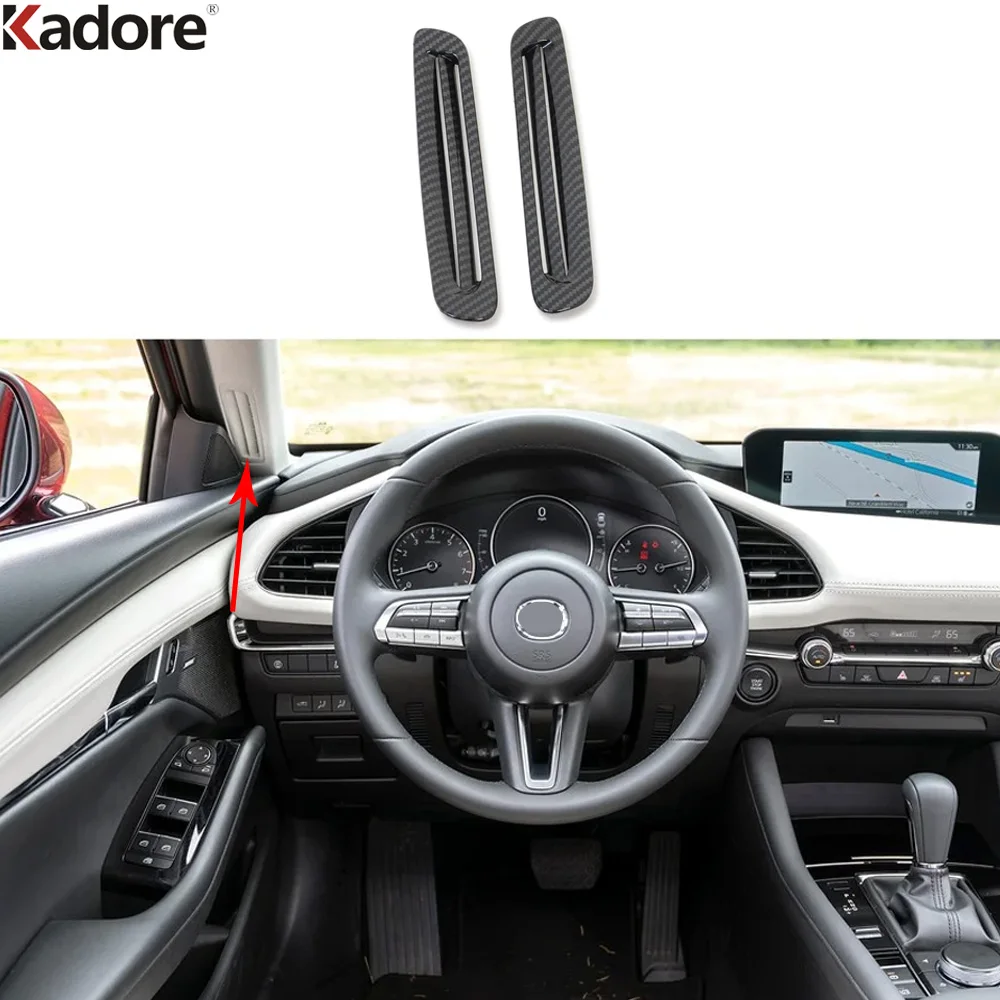 

For Mazda 3 Axela 2019-2023 2024 2025 Carbon Fiber Front Inner Door A Pillar Air Vent Outlet Cover Trim Interior Accessories